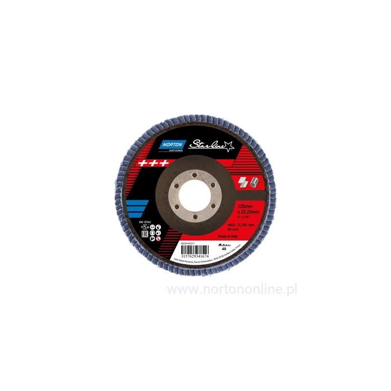 Norton Starline conical flap disc 125/P80