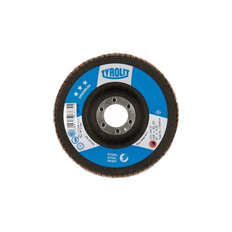 Tyrolit Premium steel conical flap disc  125/60