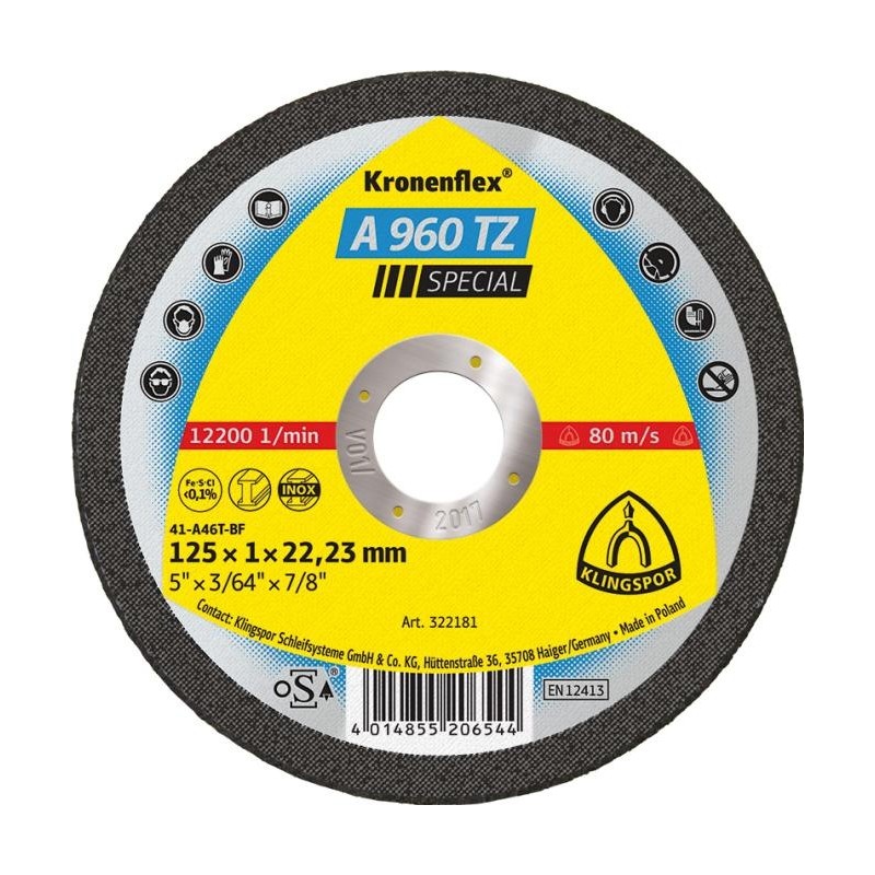 Klingspor A 960 TZ SPECIAL cutting disc 125x1 Klingspor A 960 TZ SPECIAL cutting disc 125x1