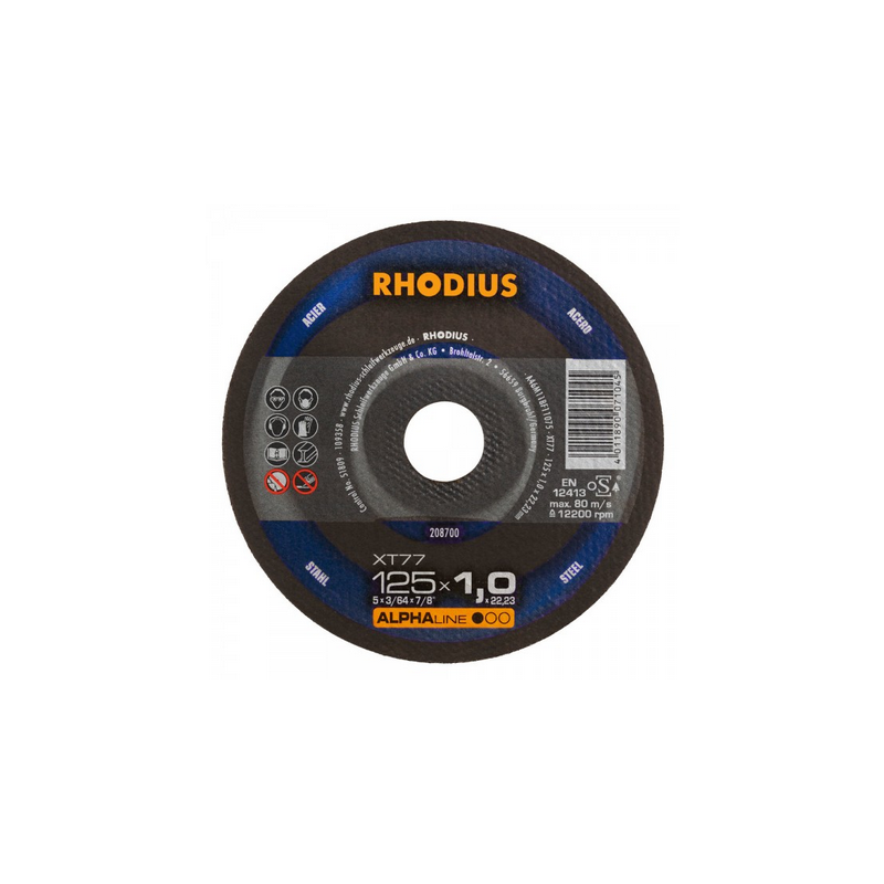 Rhodius XT77 Alpha steel cutting discs 125x1