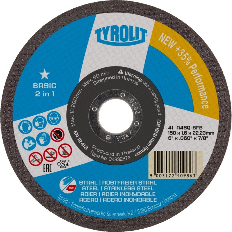 Doorslijpschijven Tyrolit Premium 125x1,  2in1